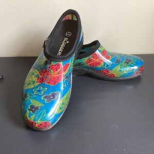Ladies SLOGGERS GARDEN SHOES BLUE FLORAL SIZE 8